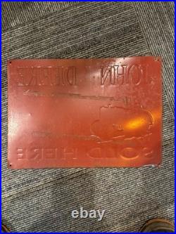 15x9 in JOHN DEERE TRACTORS MOLINE IL. ADVERTISING SIGN HEAVY DIE CUT METAL #S42