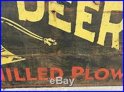 1800s OVER 6' JOHN DEERE QUALITY CHILLED PLOWS WOOD SIGN ORIGINAL & VERY RARE