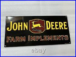 18 Inch John Deere farm implements PORCELAIN ENAMEL DEALER SIGN