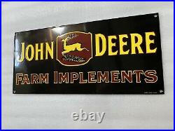 18 Inch John Deere farm implements PORCELAIN ENAMEL DEALER SIGN