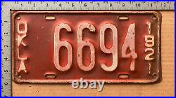 1921 Oklahoma tractor license plate 6694 farm agriculture John Deere 2161