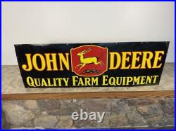 1930's John Deere Quality Farm Equipment Porcelain Burdick 4 Legged Deer Sign 1930's John Deere Quality Farm Equipment Porcelain Burdick 4 Legged Deer Sign
