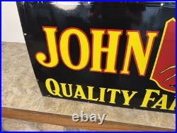 1930's John Deere Quality Farm Equipment Porcelain Burdick 4 Legged Deer Sign
