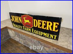 1930's John Deere Quality Farm Equipment Porcelain Burdick 4 Legged Deer Sign