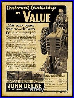 1938 John Deere A & B Tractors NEW Metal Sign 24 x 30 USA STEEL XL Size, 7lb