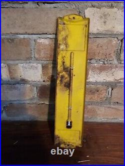 1940's John Deere Metal Thermometer Dealer Sign Farm Seed Feed Pig Cow (works)