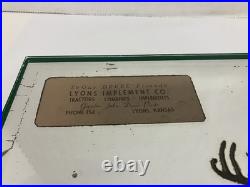 1940s John Deer Implement Sign Mirror Thermometer Advertising Lyons Kansas Vtg