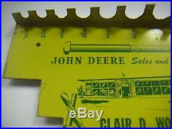 1950's JOHN DEERE TIN LITHO TOOL SIGN YORK PA RULER DRILL BIT DISPLAY VHTF