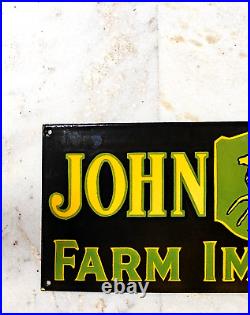 1950's VINTAGE JOHN DEERE FARM IMPLEMENTS PORCELAIN ENAMEL SIGN 36X12 SSP