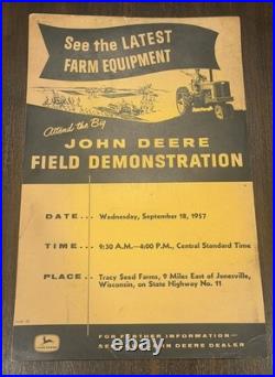 1957 John Deere Field Demonstration Farm Equipment Ad Poster Tracy Seed Farms WI