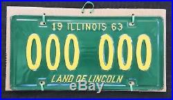 1963 ILLINOIS SAMPLE LICENSE PLATE # 000-000 JOHN DEERE 100th ANNIV COLORS NMT