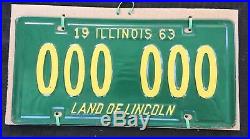 1963 ILLINOIS SAMPLE LICENSE PLATE # 000-000 JOHN DEERE 100th ANNIV COLORS NMT