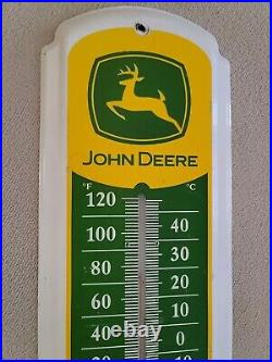 1990 John Deere Thermometer Advertising Matel Sign 27x5.1/4