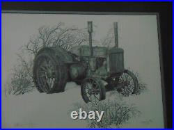 1993 Graphite Pencil Drawing John Deere Tractor By V. R. Brierley Signed 70/250