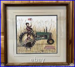 1993 P Buckley Moss Framed LE Print JOHN DEERE GIRLS Signed
