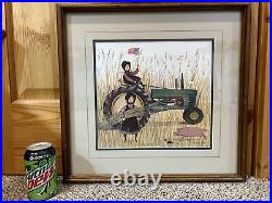 1993 P Buckley Moss Framed LE Print JOHN DEERE GIRLS Signed