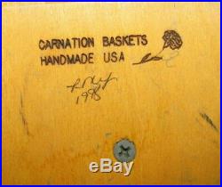 1998 John Deere HANDMADE Divided Wicker Basket Carnation Signed Pewter jd Logo