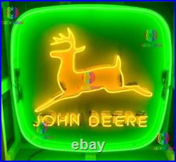 20X20 Inches John Deere Farm Tractor Farm Garage Barn Real Glass Neon Light Sign