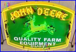 24 Big John Deere Quality Farm Equipment Barn Garage Real Glass Neon Light Sign