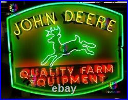 24 John Deere Quality Farm Equipment Tractor Real Glass Neon Light Sign Man Cave