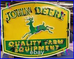 24 John Deere Quality Farm Equipment Tractor Real Glass Neon Light Sign Man Cave