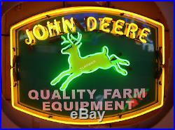24 inches JOHN DEERE QUALITY FARM EQUIPMENT Tractor Dealer REAL NEON SIGN LIGHT
