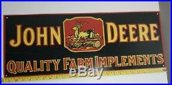 26x8 Old New Stock Original John Deere Farm Equip. Porcelain Gas & Oil Adv. Sign
