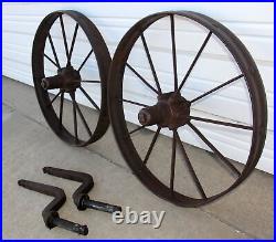 2 Antique 26 John Deere Tractor 901 Iron Steel Wheels 12 Spoke wDrop Axle 2502