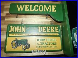 2 Pc John Deere Wood Welcome & Store Sign