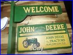 2 Pc John Deere Wood Welcome & Store Sign