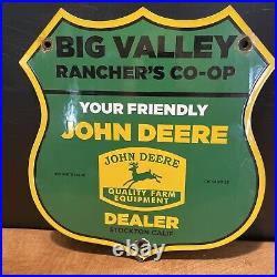53 Vintage Style''john Deere'' Porcelain Dealer Sign 11.5x11.5 Stockton Calif