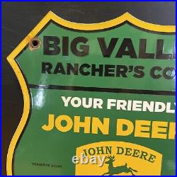 53 Vintage Style''john Deere'' Porcelain Dealer Sign 11.5x11.5 Stockton Calif