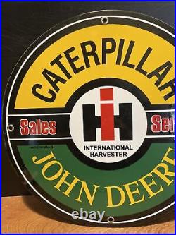 63 Vintage International Harvester, John Deere Dealer Porcelain Sign 12 Inch