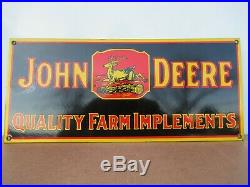 8x18 Old New Stock Original John Deere Farm Equip. Porcelain Gas & Oil Adv. Sign