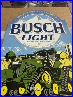 Anheuser Busch Light John Deere Tractor Tin Metal For The Farmers Sign 23x16
