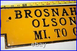 Antique Brosnahan & Olson Co Grafton ND John Deere Finger Pointing Sign 1920s