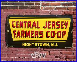 Antique Central Jersey Farmers CO-OP Sign Hightstown New Jersey Agrictulture