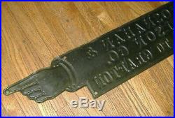 Antique Embossed Pointing Finger Sign Brosnahan & Olson Co Grafton ND John Deere