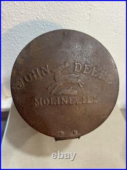 Antique John Deere Moline ILL Cast Iron Corn Planter Seed Box & Lid Farm Sign