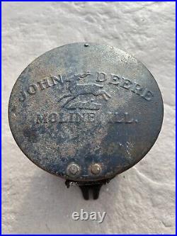 Antique John Deere Moline ILL Cast Iron Corn Planter Seed Box & Lid Farm Sign