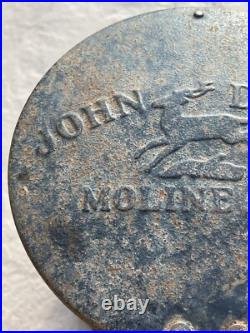 Antique John Deere Moline ILL Cast Iron Corn Planter Seed Box & Lid Farm Sign