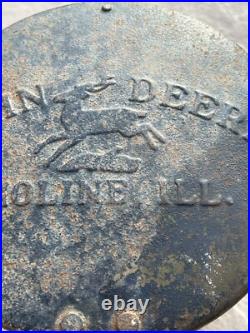 Antique John Deere Moline ILL Cast Iron Corn Planter Seed Box & Lid Farm Sign