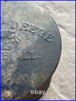 Antique John Deere Moline ILL Cast Iron Corn Planter Seed Box & Lid Farm Sign