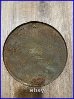 Antique John Deere Moline, Illinois Embossed Metal Planter Lid Sign Vintage (2)