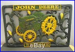 Antique Vintage 1900's John Deere Cast Iron Welcome Sign 12 7/8 X 20.25