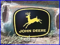 Antique Vintage Old Style John Deere Black And Yellow Farm Sign