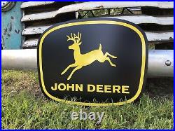 Antique Vintage Old Style John Deere Black And Yellow Farm Sign