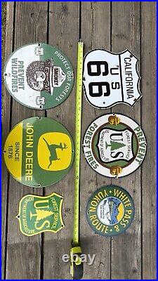Antique porcelain metal John Deere 1876 sign 30 Inch Circumference 12 Diameter
