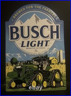 Authentic Busch Light- JOHN DEERE Tin/Metal FARMERS beer Sign 23x16 NEW! 