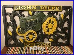 Authentic Vtg Cast Iron John Deere Welcome Sign Advertising Decor
